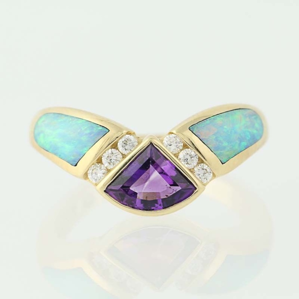 Kabana Amethyst, Opal, & Diamond Ring - 14k
